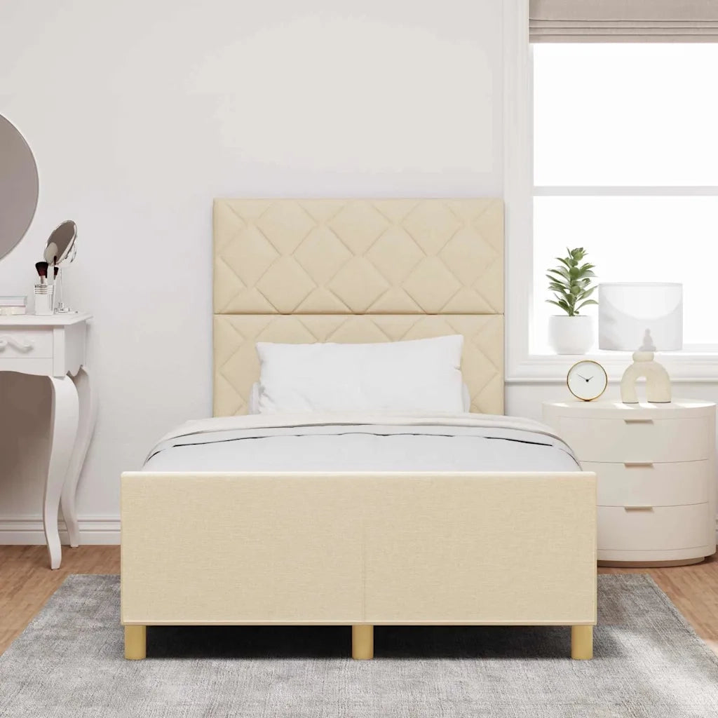 Struttura del letto con testiera Crema 120 x 200 cm Tessuto