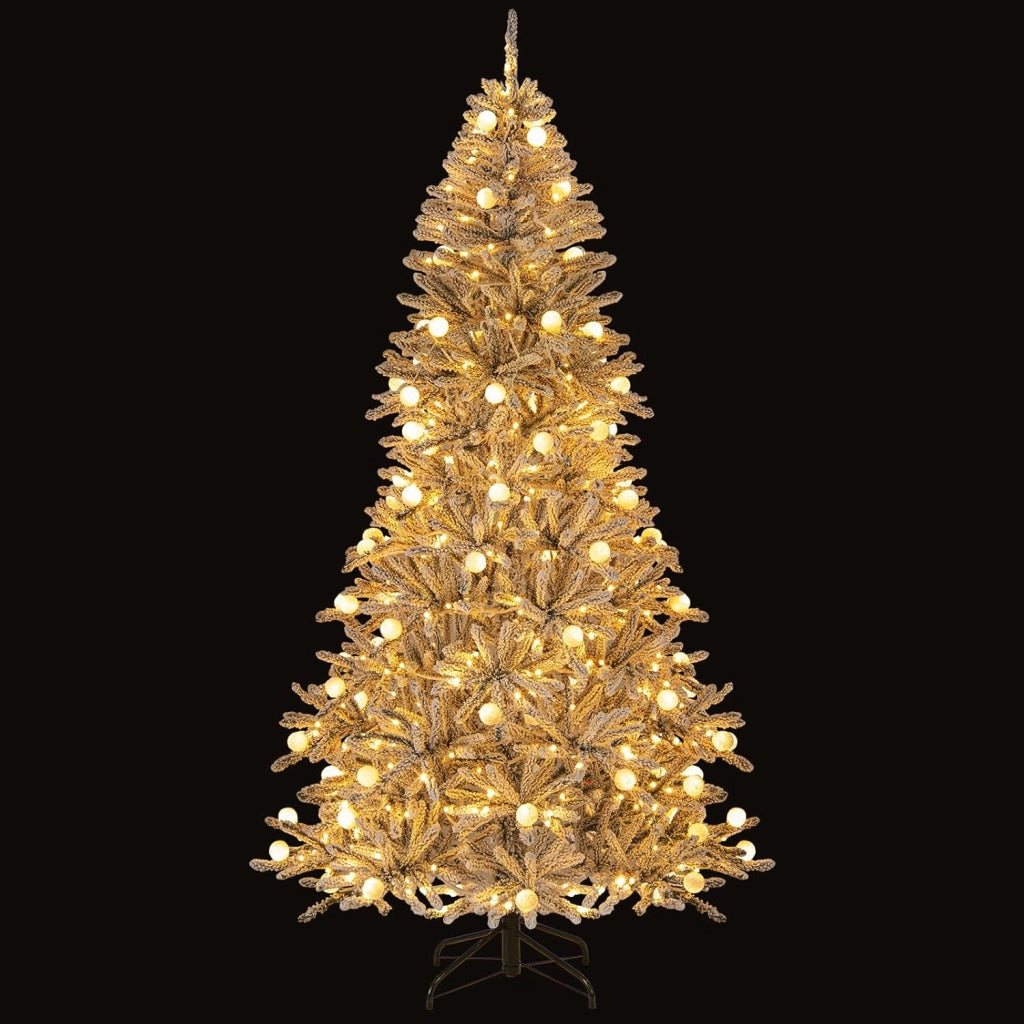 Albero di Natale Innevato 180/210 cm, Albero di Natale con 250/350 Luci Bianchi Caldi e 637/905 Rami (210 cm)