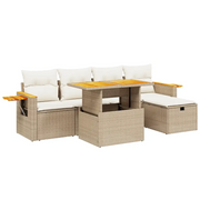 vidaXL Set Divano da Giardino 6 pz con Cuscini Beige in Polyrattan