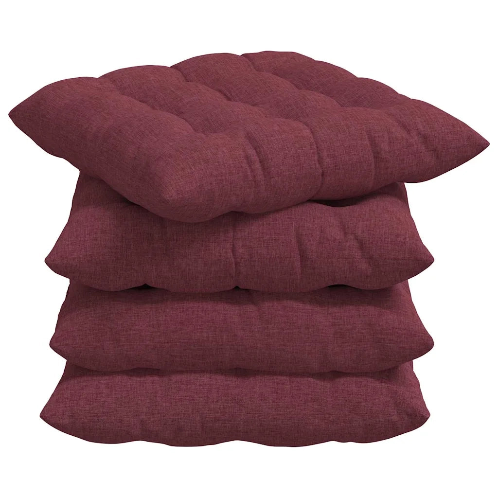 Cuscini per Seduta 4 pcs Rosso Vino 40 x 40 x 6 cm Tessuto