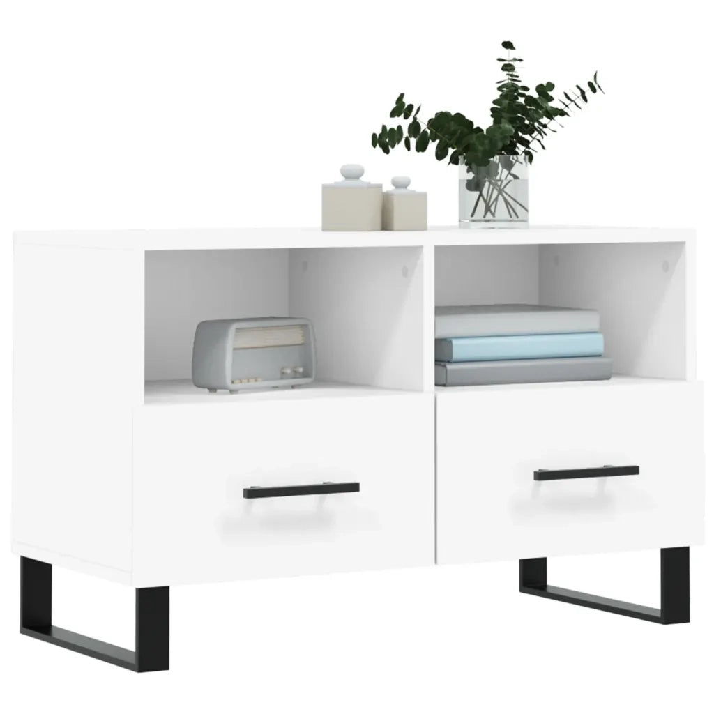 Mobile Porta TV Bianco 80x36x50 cm in Legno Multistrato 828996