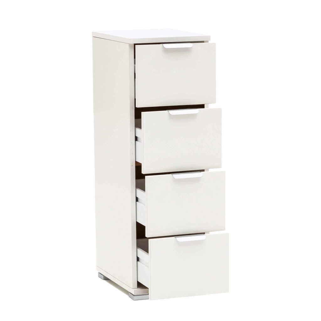CASSETTIERA BASIC CON 4 CASSETTI IN COLORE BIANCO 27 X 38 X H 85 CM