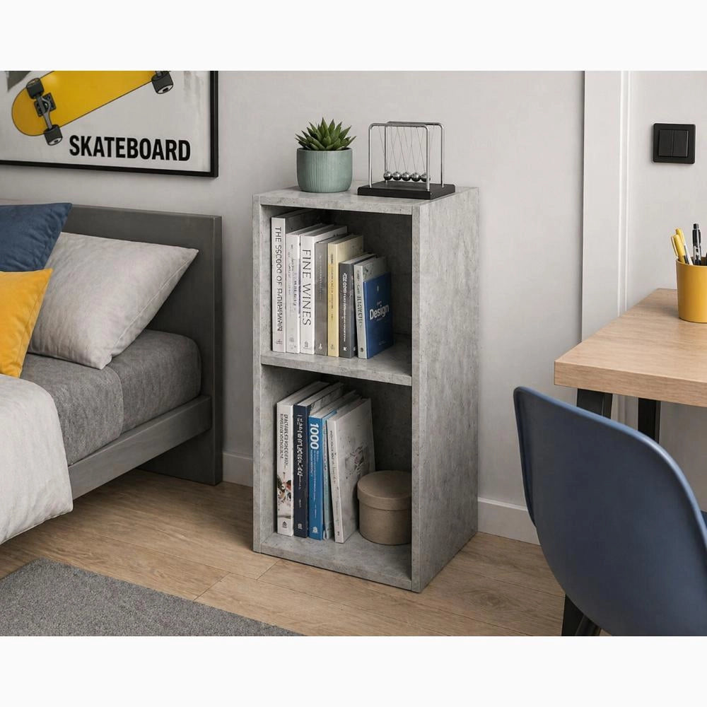Libreria Scaffale Modulo Aperto 2 Ripiani Portaoggetti 30x24x54H cm Bianco LIB02