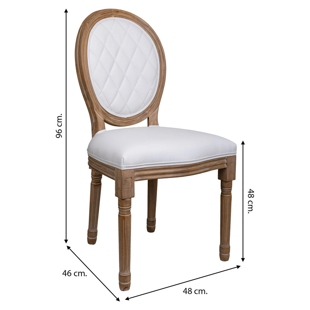sedia in legno imbottita bianca 48x46x48/96h