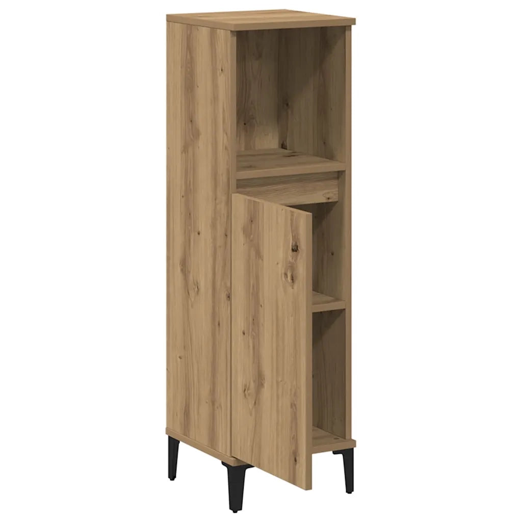 Armadietto da Bagno Rovere Artigianale 30x30x100 cm Truciolato 857112