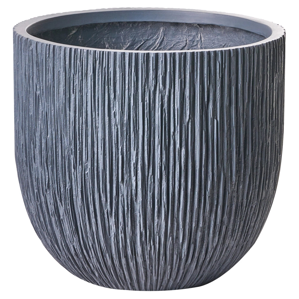 Vaso da fiori grigio Fioriera rotonda in fibra di argilla per uso interno ed esterno 42 x 42 x 39 cm Decorativa Design moderno Soggiorno Giardino