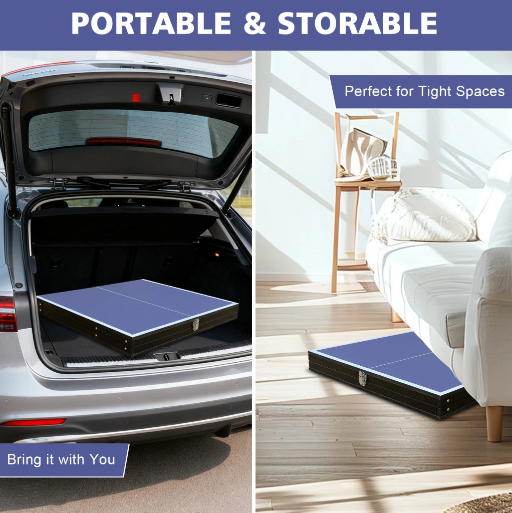 Tavolo da ping pong pieghevole 137 × 76 × 66 cm MDF blu， uso interno ed esterno