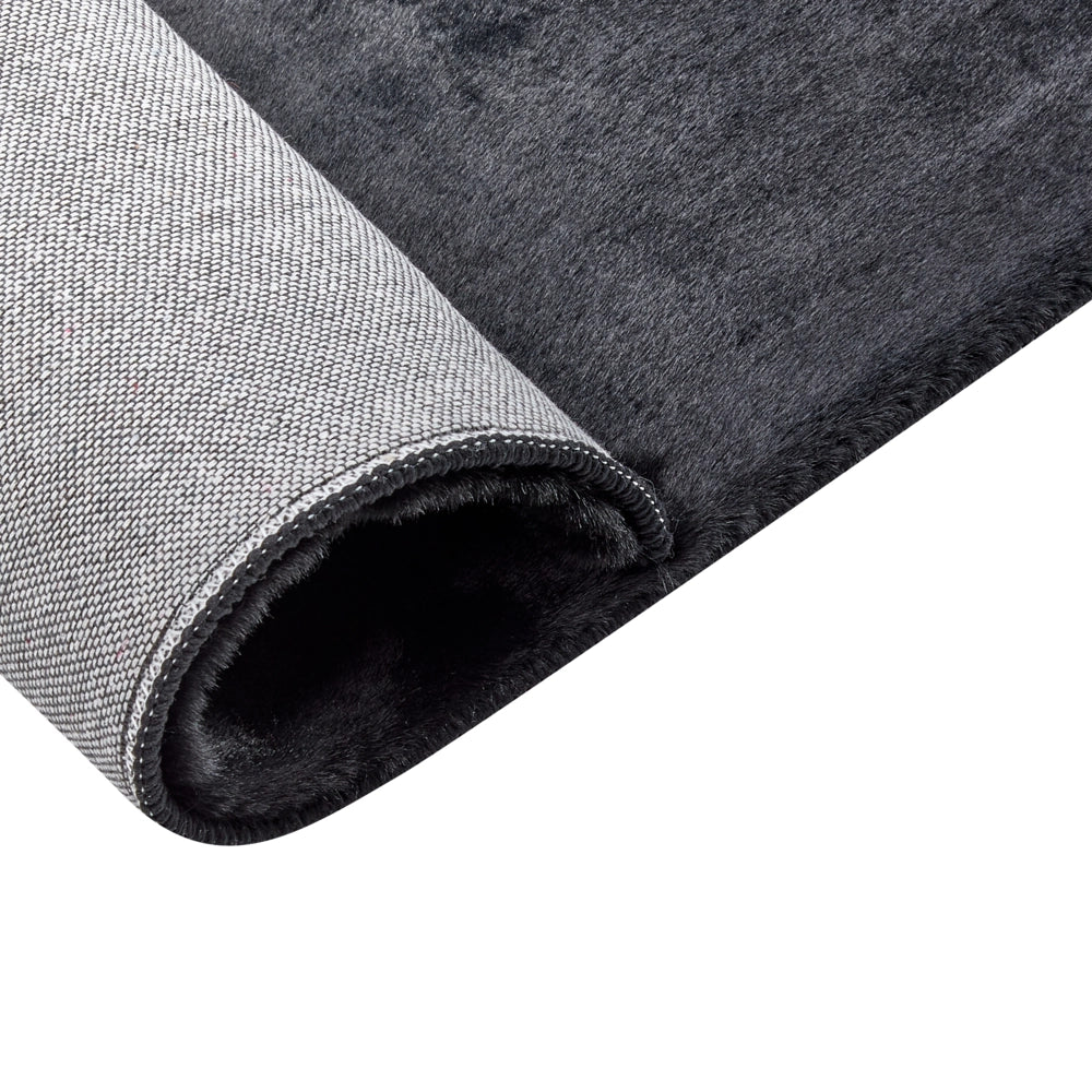 Tappeto Shaggy Artificiale di Coniglio in Pelliccia Ecologica Morbido e Soffice 160 x 230 cm Nero