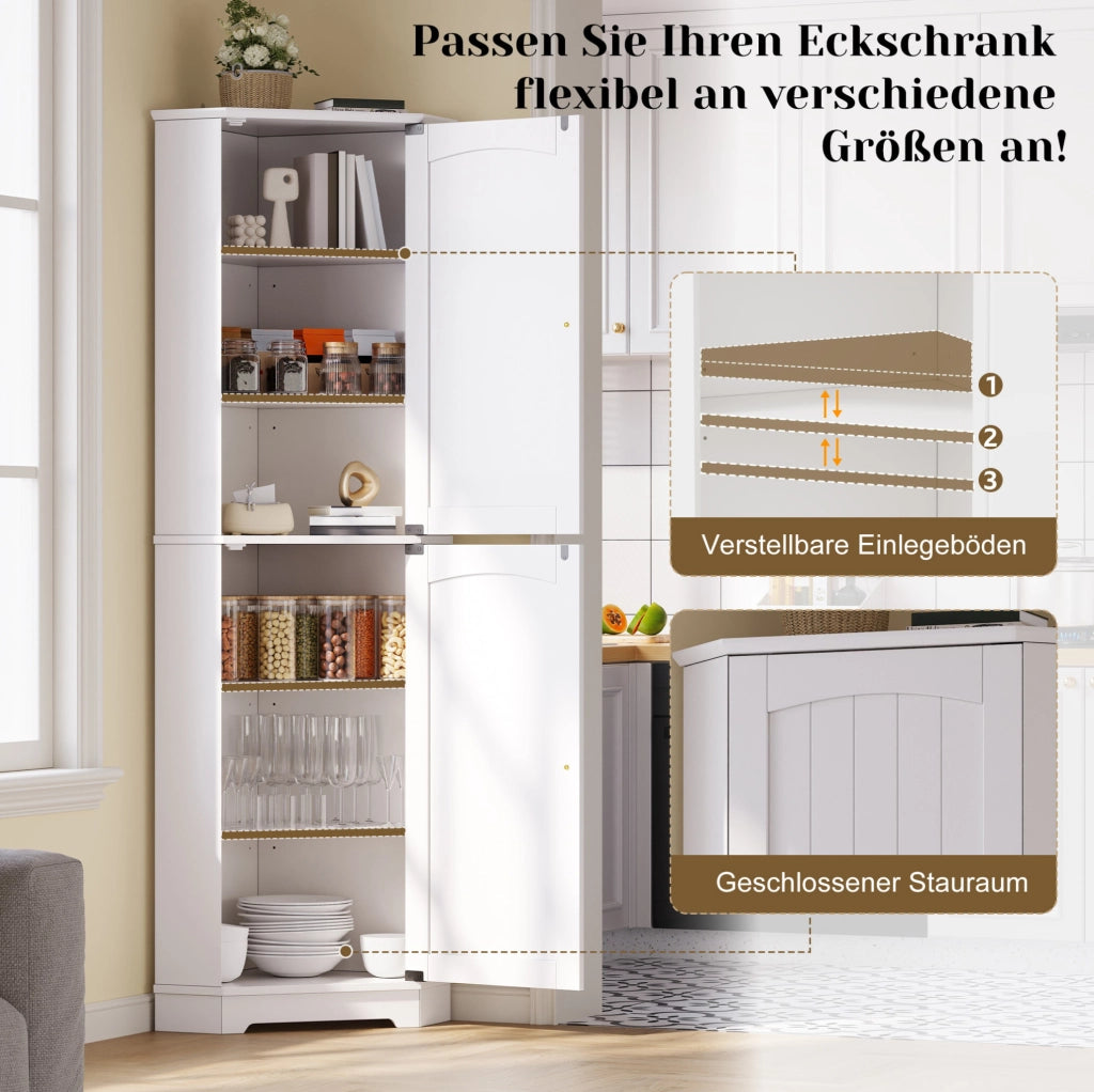Mobile angolare alto in MDF bianco 42x42x166 cm