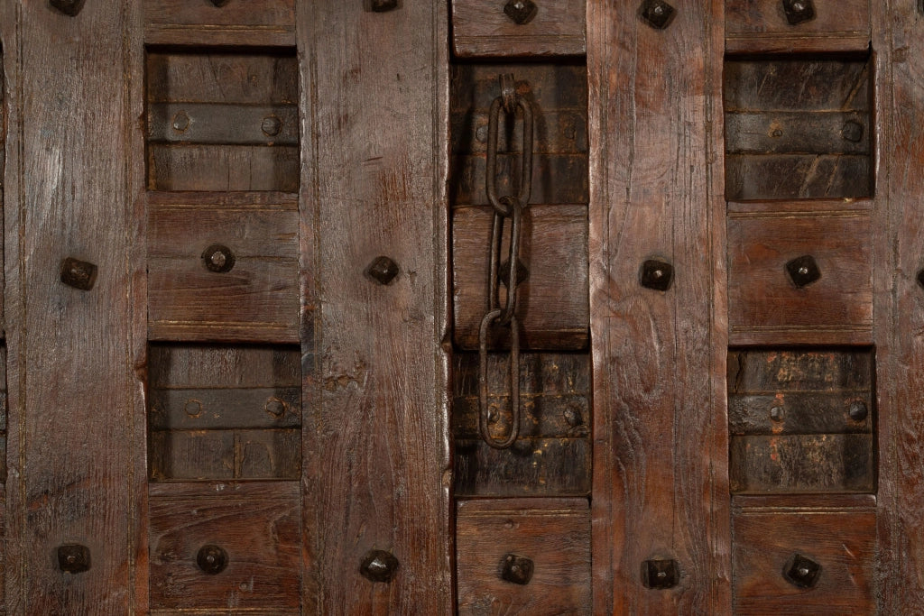 Biscottini Porta portone in legno massello e ferro da interno o da esterno vecchia e antica medievale scorrevole