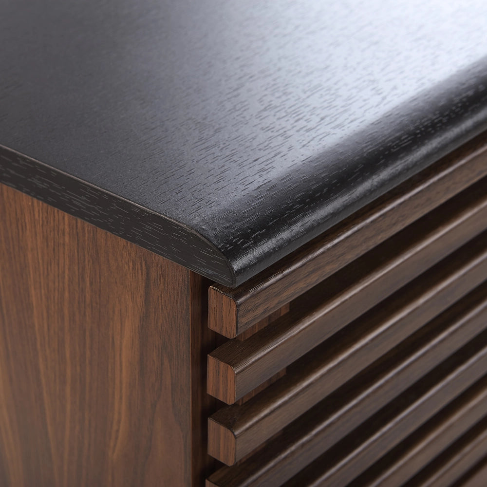 Credenza in legno scuro finitura 80 x 40 x 80 cm armadio con ante scorrevoli rustiche