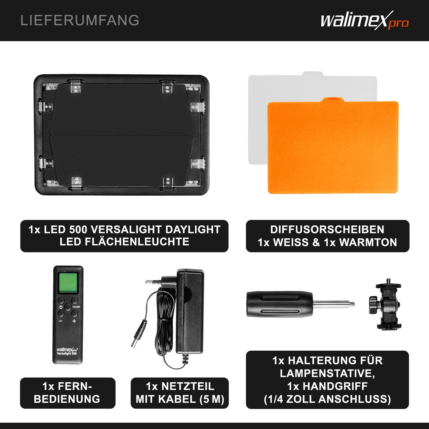 Luce a pannello LED per fotografia 500 Versalight da 32 W, 5600 K, Lampada fotografica con alette per foto e video studio fotografico