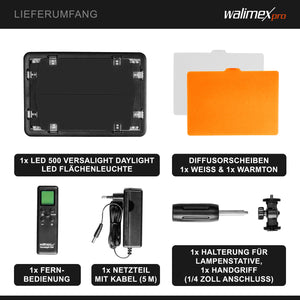 Luce a pannello LED per fotografia 500 Versalight da 32 W, 5600 K, Lampada fotografica con alette per foto e video studio fotografico