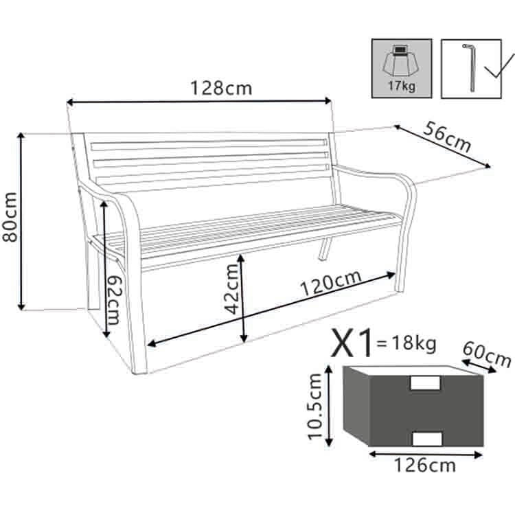 Tavolino da Giardino in Acciaio Acciaio cm 92x45x45 - BRENT