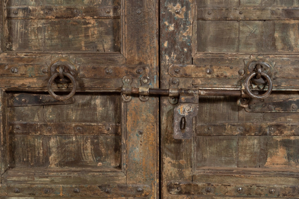 Biscottini Porta portone in legno massello e ferro da interno o da esterno vecchia e antica medievale