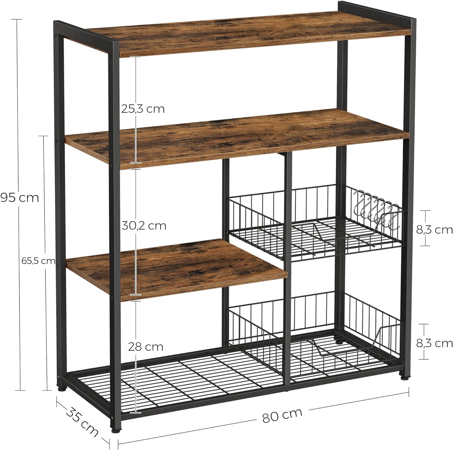 Scaffalatura per isola da cucina VALORA stile loft marrone rustico KKS96X