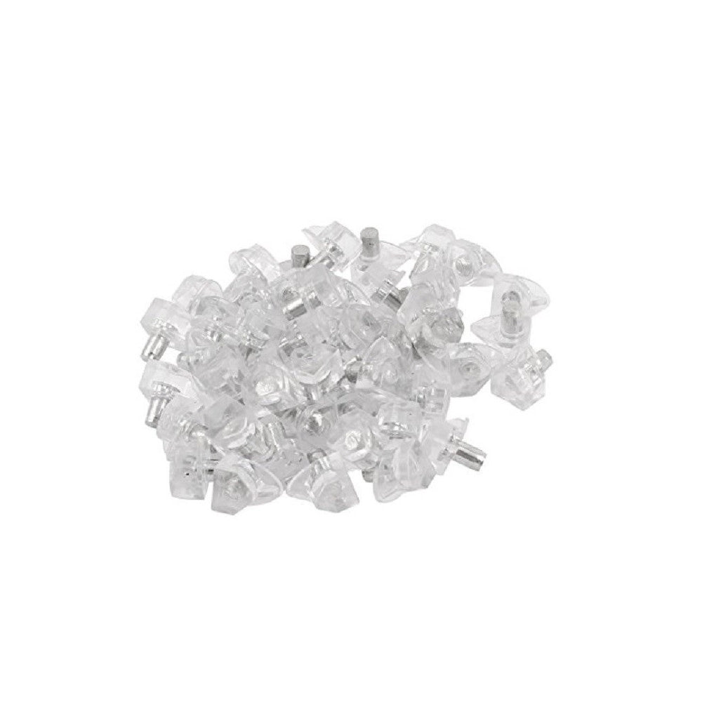 Trade Shop - Set 24 Supporti Perno Per Mensole Reggimensola Pioli Morsetto Triangolare Trasparente -