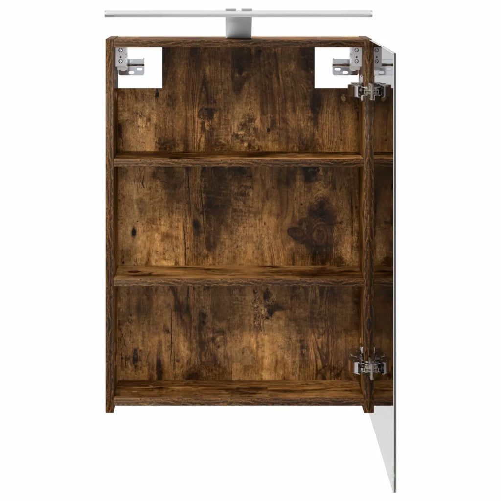 Mobiletto per specchio da bagno Rovere fumé 50 x 14,5 x 70 cm