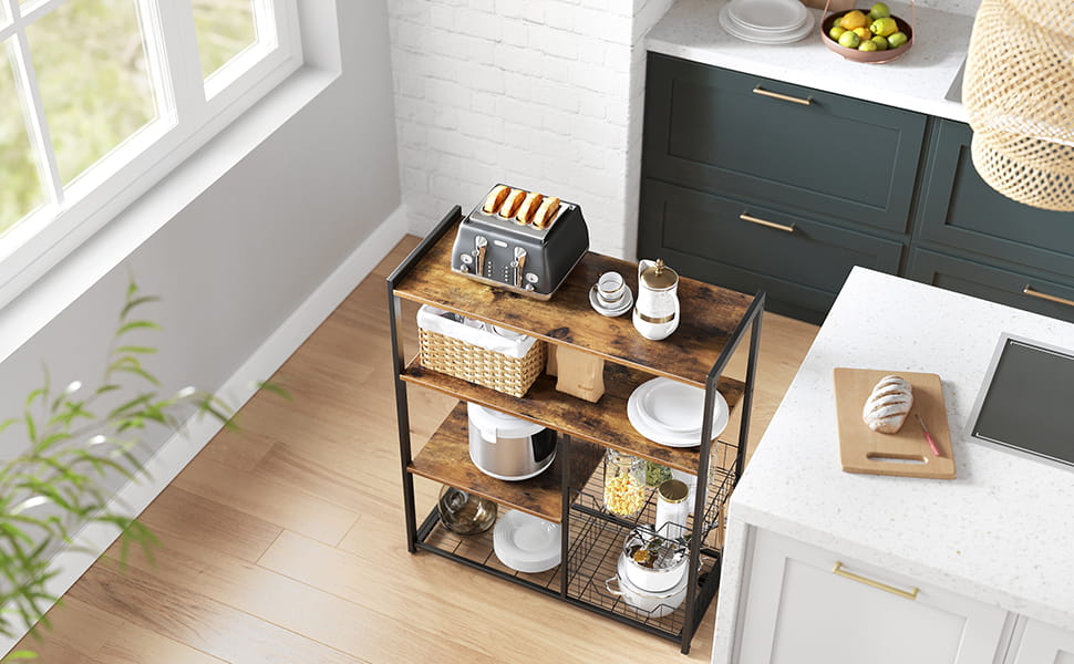 Scaffalatura per isola da cucina VALORA stile loft marrone rustico KKS96X