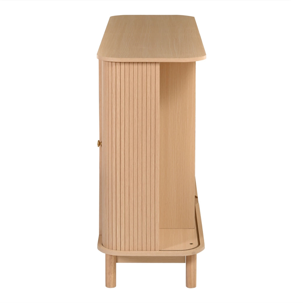 Credenza con 2 ante; 3 vani e ripiano regolabile - per soggiorno - in MDF - 140×40×88 cm - naturale