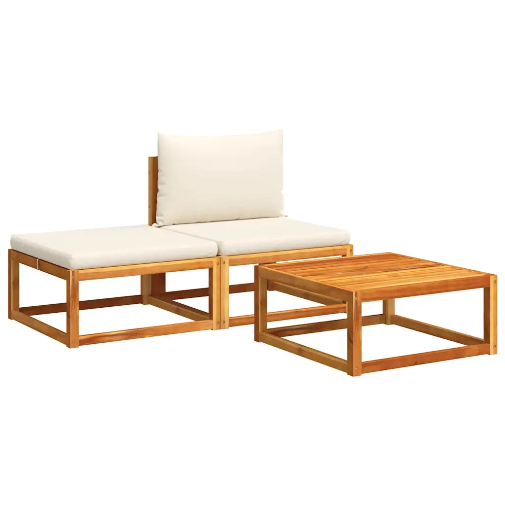 Set di divani da giardino 3 pz | Set Salotto da Giardino con cuscini in legno di acacia e rattan