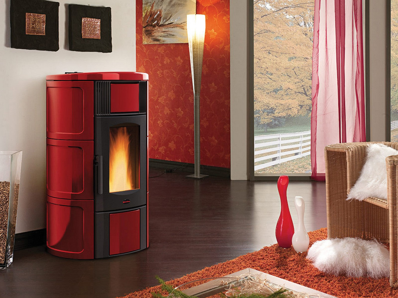 stufa pellet 20 kw iside idro h15 ceramica bordeaux cod:ferx.22711