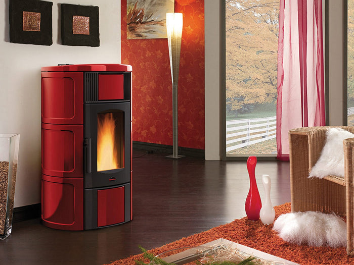stufa pellet 20 kw iside idro h15 ceramica bordeaux cod:ferx.22711