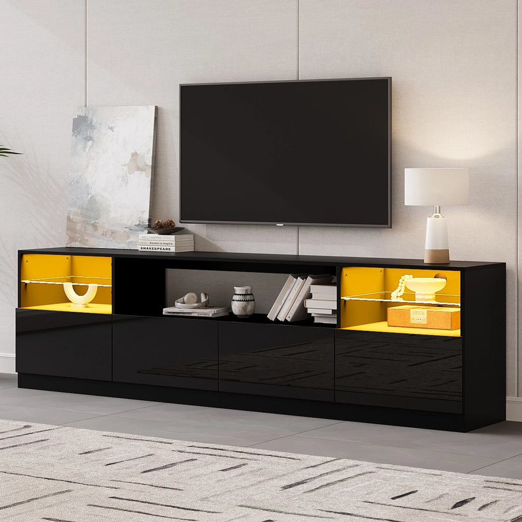 MOBILE TV LED 180 x 35 x 60 cm Nero Lucido in Truciolare