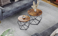 Tavolini da caffè Valora Rustic Brown Set di 2 con struttura in acciaio | stile loft