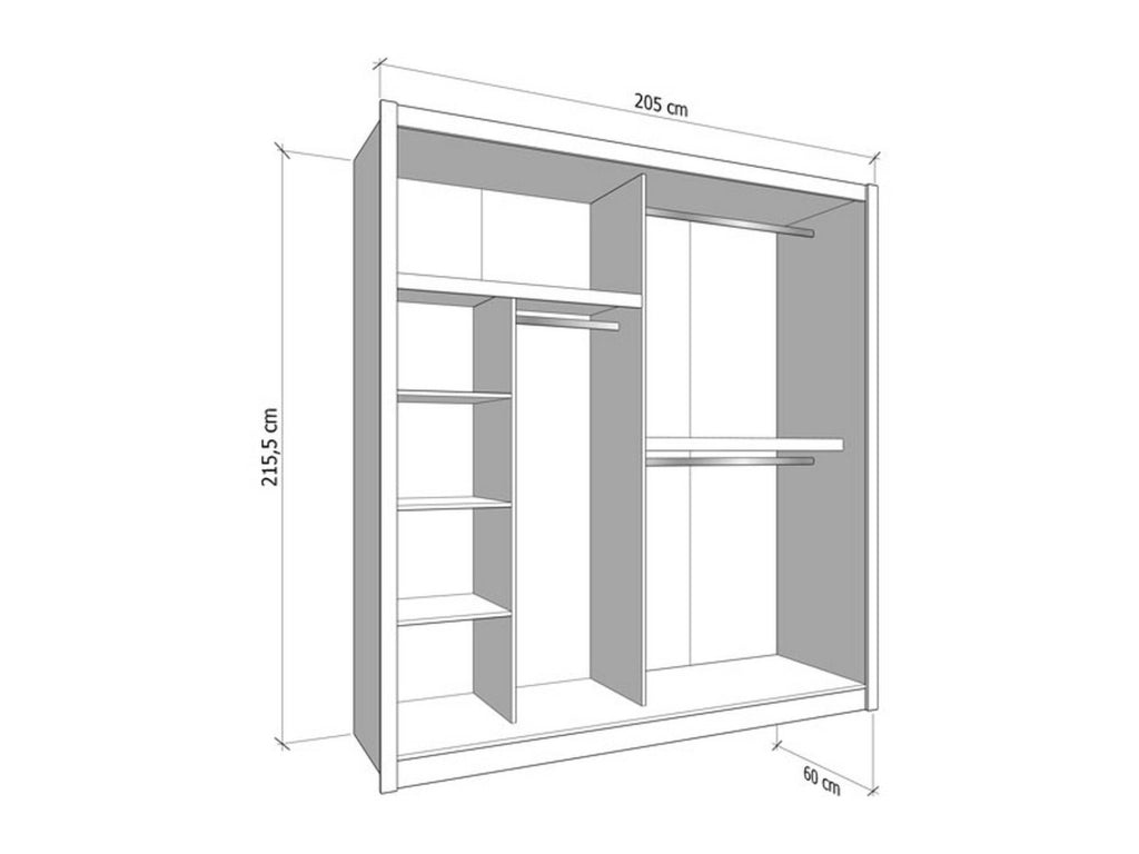 Armadio Camera da Letto Orero, Guardaroba Grande Appendiabiti, 205x215.5h cm Bianco Beige
