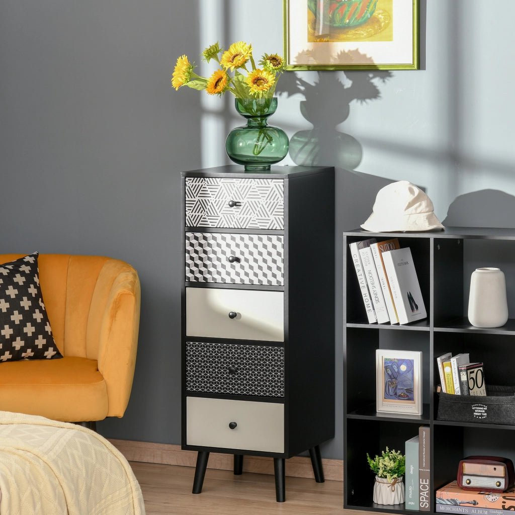 EasyComfort Mobile Cassettiera 5 Cassetti Arredamento Moderno Casa 40x40x111.5cm