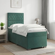 Letto box spring con materasso Verde Scuro 100 x 200 cm Velluto 3455045