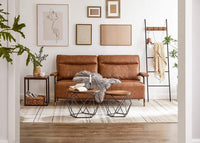 Tavolini da caffè Valora Rustic Brown Set di 2 con struttura in acciaio | stile loft