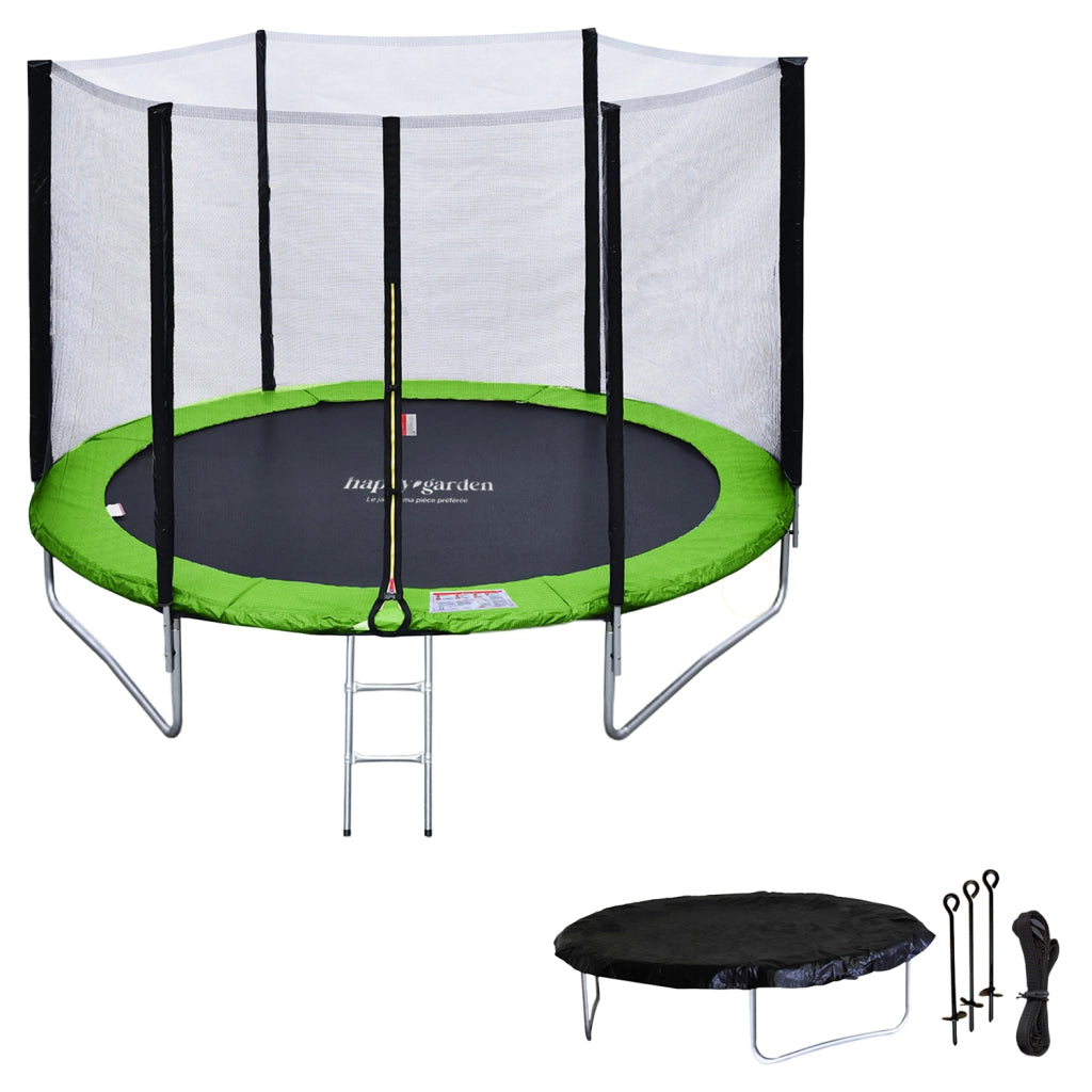 Premium Pack Trampolino 245cm reversibile blu / verde CANBERRA + rete, scala, copertura e kit di ancoraggio