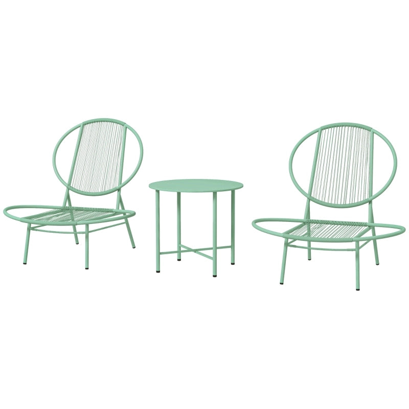 Set Bistrot 3 Pezzi da Giardino ¨C Xylo ¨C Tavolo e Sedie in Acciaio Verde per Balcone