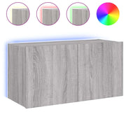 Mobile TV a Parete | Armadietto TV | Mobile Porta TV con Luci LED Grigio Sonoma 80x35x41 cm