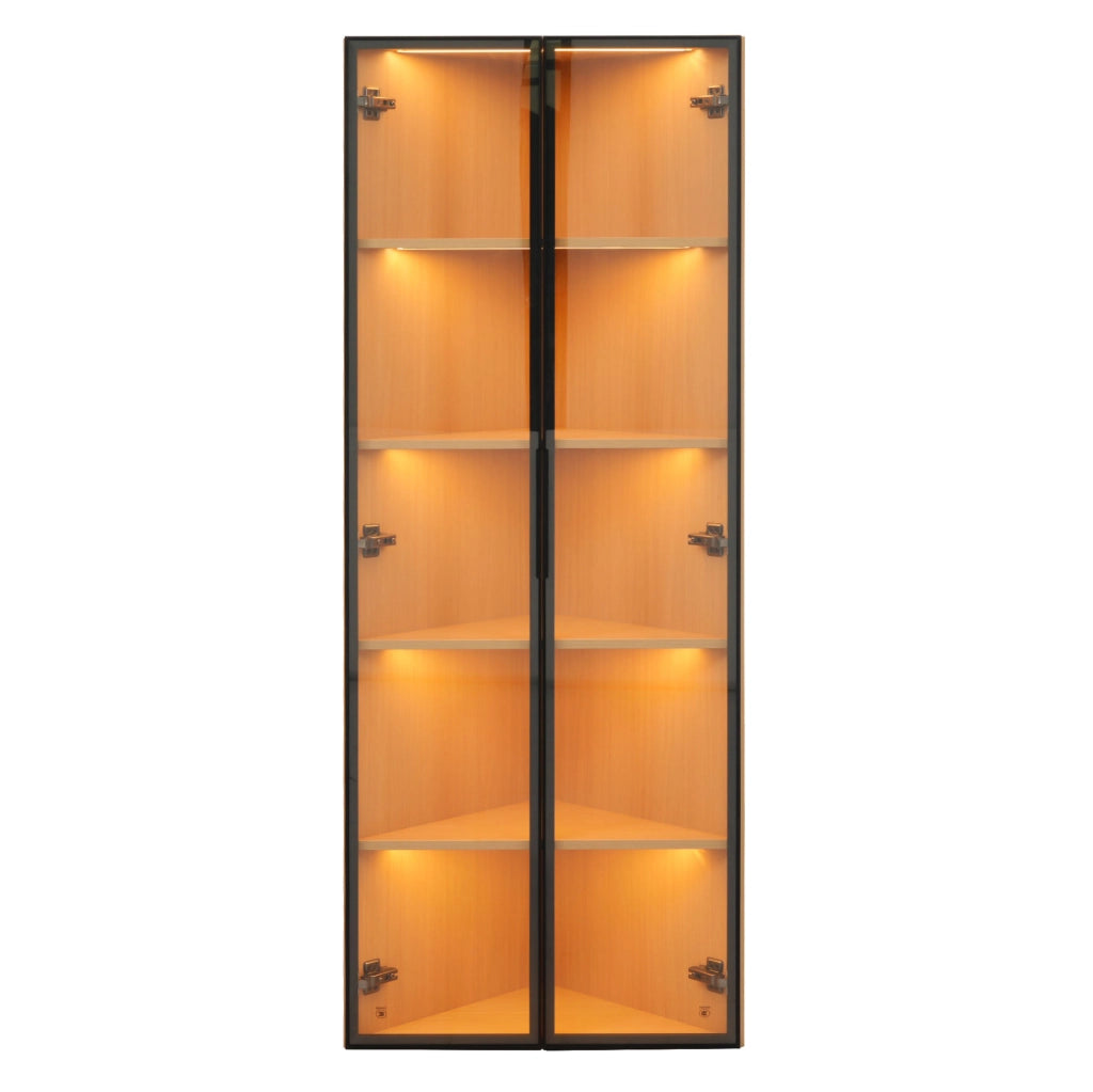 Vetrina angolare LED effetto rovere 62 x 35 x 160 cm