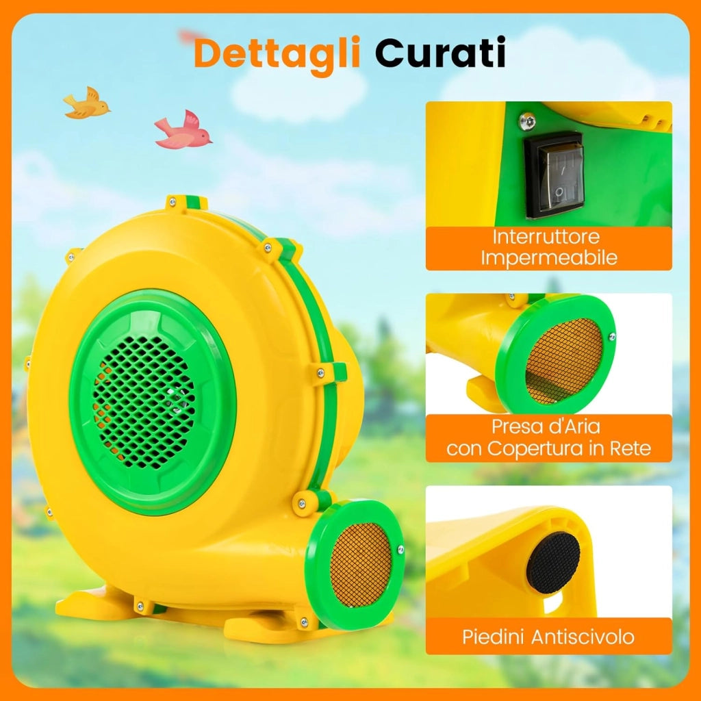 Ventilatore di Aria del Castello Gonfiabile, Soffiatore per Giochi Gonfiabili con Cavo di Alimentazione, per Castello Gonfiabile, Scivolo Acquatico e Giochi Gonfiabili (950W)