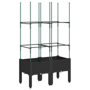 Fioriera rialzata per piante fiori patio giardino con traliccio 80 x 40 x 142,5 cm PP nero 02_0038316
