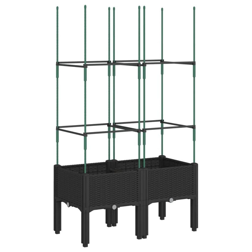 Fioriera rialzata per piante fiori patio giardino con traliccio 80 x 40 x 142,5 cm PP nero 02_0038316