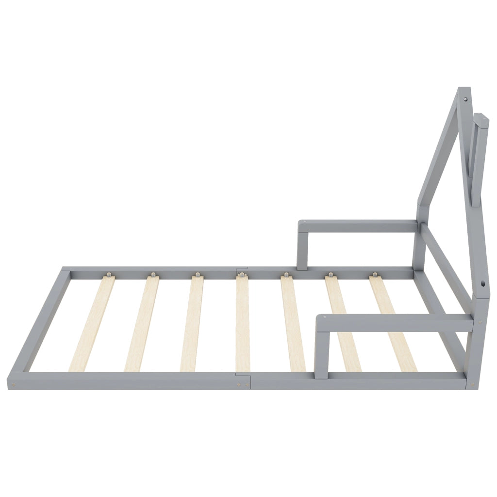 Letto bambini casa grigio in legno di pino massello 90x200 cm