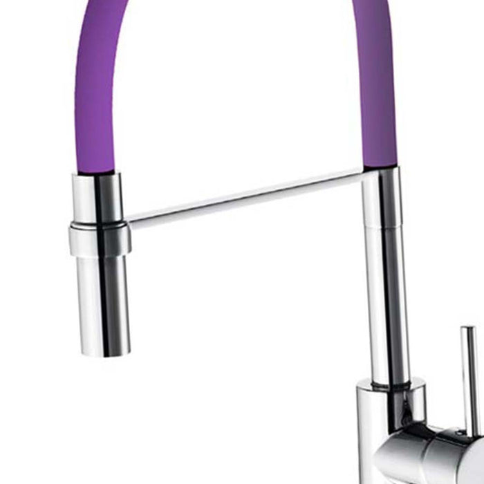 Rubinetto per lavello a bocca alta con flessibile viola e doccia estraibile winter