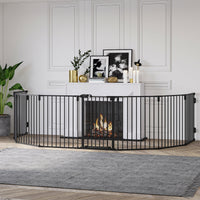 Recinto per Cani Gatti Pieghevole 482,5x2x76 cm 8 Sezioni in Acciaio Nero