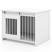 Cuccia per cani gabbia in legno con ampio piano superiore e porta scorrevole, Cuccia moderna di piccola Bianco-Casette e lettini
