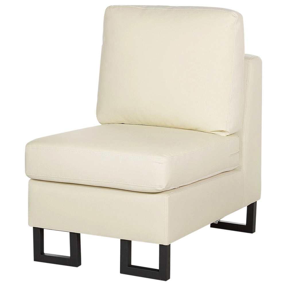 Divano angolare moderno in pelle beige chiaro versione destra con poggiatesta regolabili