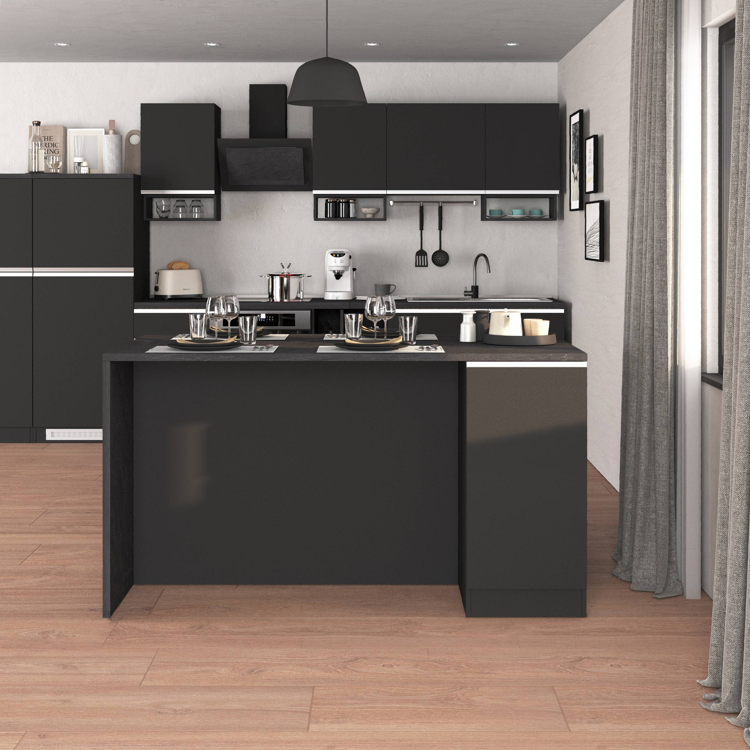 Isola da cucina Sole a 2 ante antracite opaco/report 160x90x90 cm