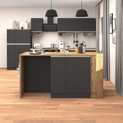 Isola da cucina Sole 2 ante 2 cassetti e 1 scaffale antracite opaco/rovere 168x90x91 cm