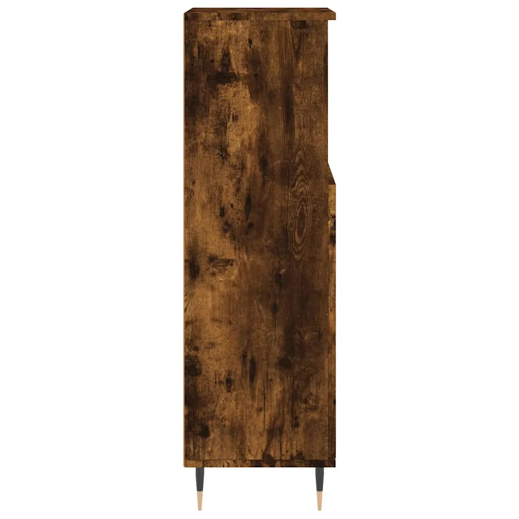 Mobiletto da bagno con ripiani a vista design industriale 30 x 30 x 100 cm legno di rovere affumicato 02_0049000
