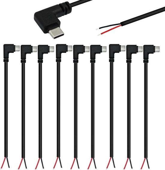 Cavo USB-C a 90 gradi 10x, 22 AWG, 5V/3A per connessioni DIY