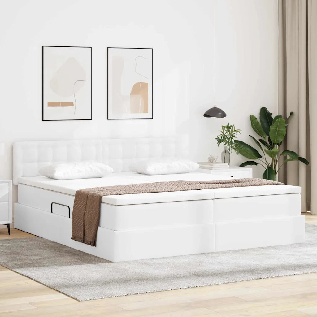 Letto con Contenitore Bianco Puro 180 x 200 cm Pelle Sintetica 3370906